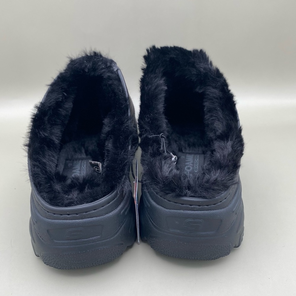 Skechers Foamies D’Lites 2.0 Fleece Lined Mule Sneakers Women’s 7 Black New - Picture 6 of 14